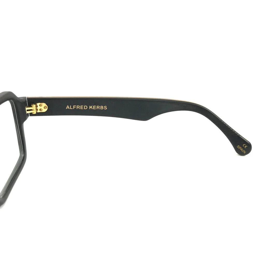 Alfred Kerbs Eyeglasses Frames FRANK BK Black Gold Square Full Rim 54-17-142